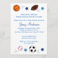 Sports Balls MVP All Star Baby Shower Invitation