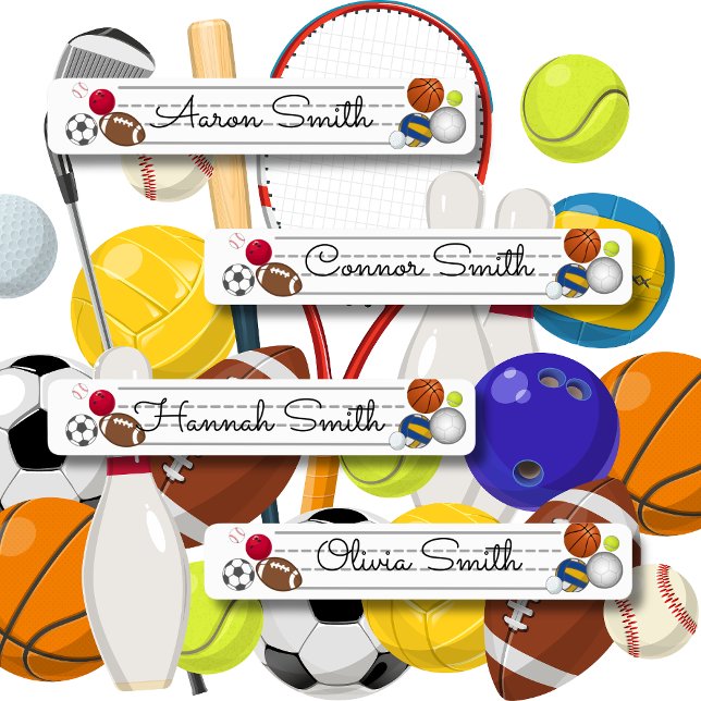 Sports Balls Name – Waterproof School & Day Kids' Labels (Creator Uploaded)