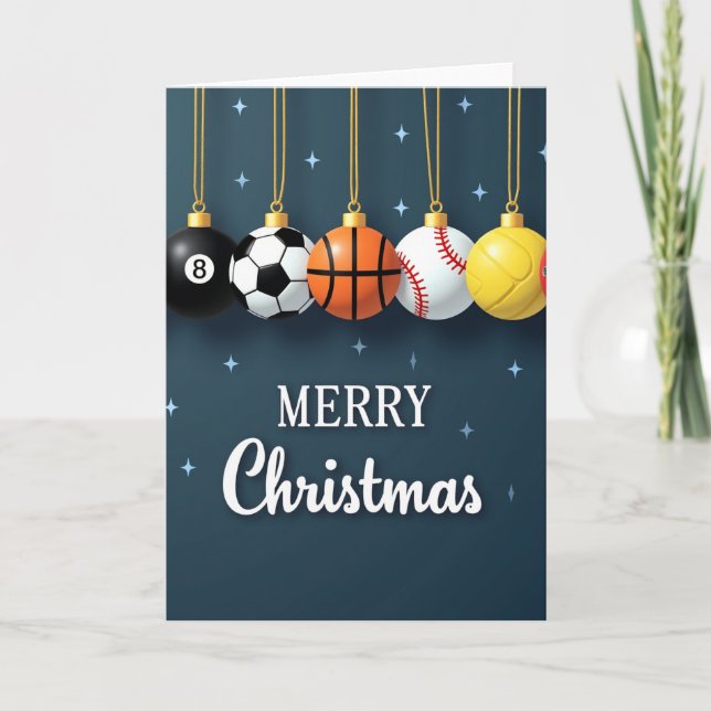 Sports Balls Ornament Christmas Card (Front)
