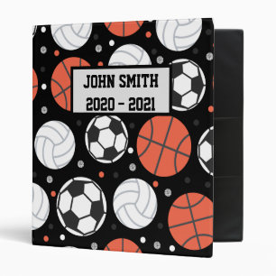 Sports Balls Personalized School 3 Ring Binder