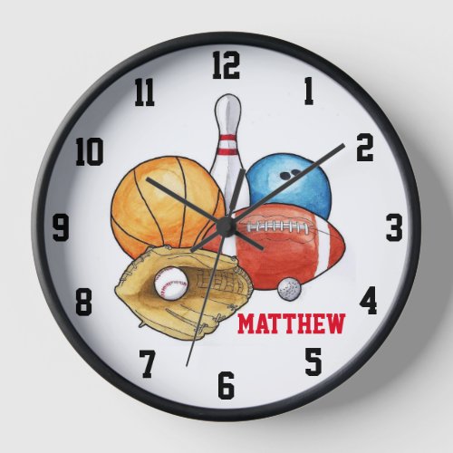 Sports Balls Personalized Wall Clock