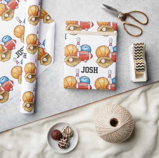 Sports Balls Personalized Wrapping Paper (Crafts)