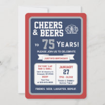 Sports Bar Birthday Cheers and Beers to 75 Years 