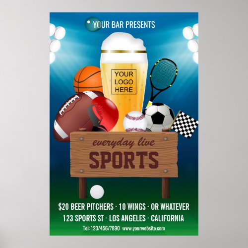 Sports Bar Event Promo add logo Advert Poster