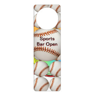 Sports Bar Open Baseball Door Hanger