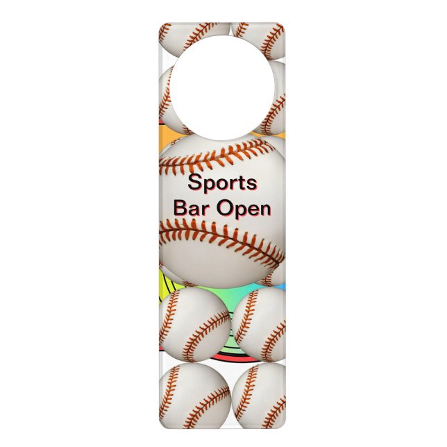 Sports Bar Open Baseball  Door Hanger (Front)