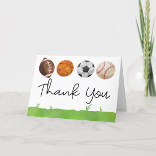 Sports Baseball Basketball Football Soccer Letterpress Thank You Card