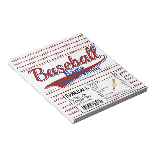 Sports Baseball Birthday Candy Bar Wrapper Favors Notepad (Angled)
