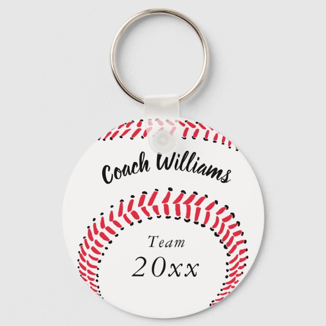 Sports Baseball Coach Add Name Team and Year Keychain (Front)