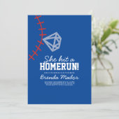 Sports Baseball Homerun Glitter Bridal Shower Blue Invitation (Standing Front)
