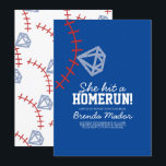 Sports Baseball Homerun Glitter Bridal Shower Blue Invitation<br><div class="desc">Bridal Shower Invitations with Baseball for a Sports Themed Bridal Shower</div>