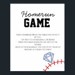 Sports Baseball Homerun Glitter Bridal Shower Game Poster<br><div class="desc">Bridal Shower with Baseball for a Sports Themed Bridal Shower Game Sign</div>