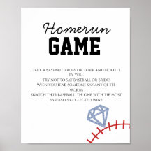 Sports Baseball Homerun Glitter Bridal Shower Game