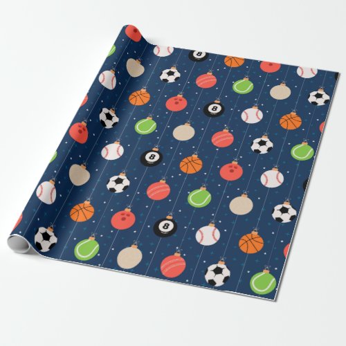 Sports Baseball Soccer Fun Christmas Decorations Wrapping Paper