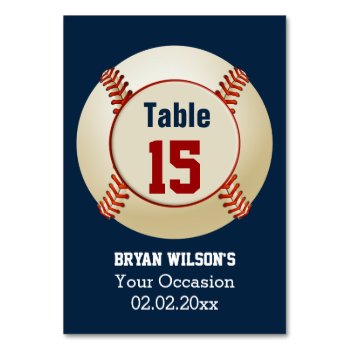 Sports Baseball Theme Personalized Table Numbers by PartyPops at Zazzle
