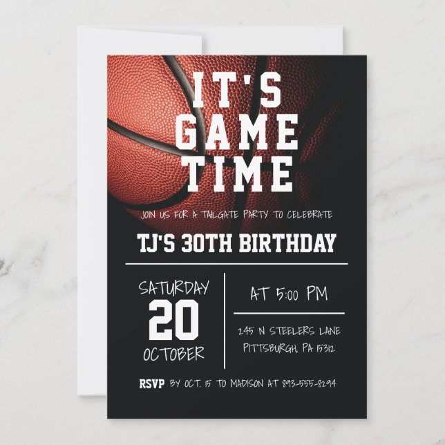 Sports Basketball Birthday Invitation (Front)