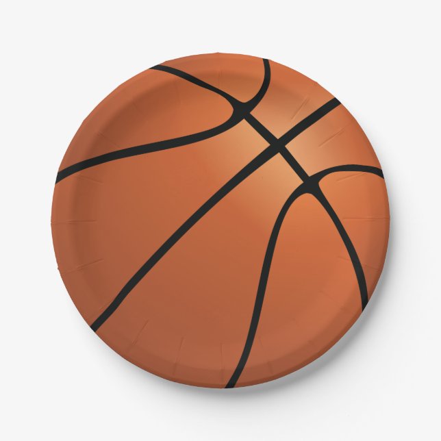 Sports Basketball Birthday Party Paper Plates (Front)