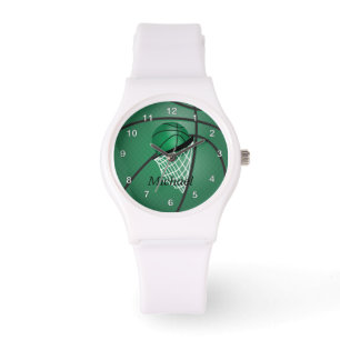Sports Basketball   DIY Name   Green Watch