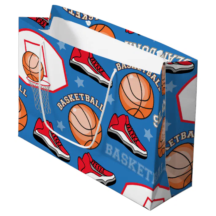 SPORTS Basketball Slam Dunk Fun Athlete Pattern Large Gift Bag | Zazzle.com