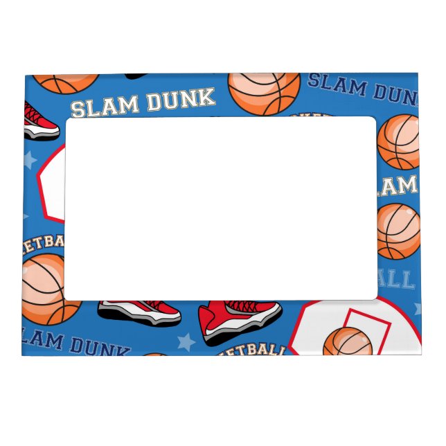 SPORTS Basketball Slam Dunk Fun Athlete Pattern Magnetic Picture Frame (Front)