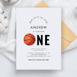 Sports Basketball Theme Kid 1st Birthday Party     Invitation<br><div class="desc">Celebrate your little one's first birthday with this modern,  stylish invitation,  featuring basketball & custom text. Easily add your own details by clicking on the "personalize" option.</div>