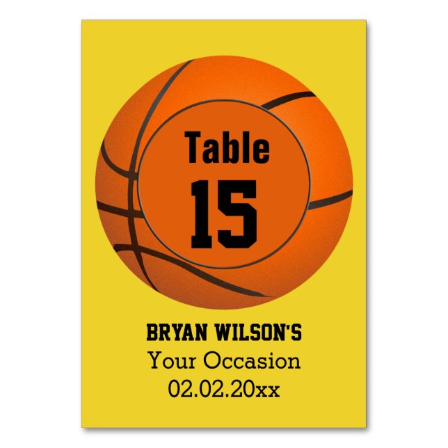Sports Basketball theme Personalized table numbers (Front)