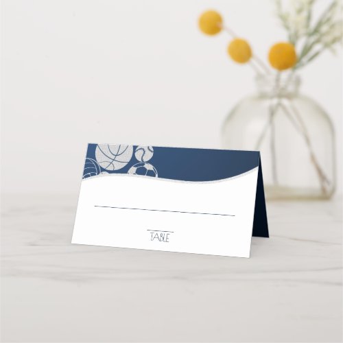 Sports Bat Mitzvah Blue and Gold Seating Card