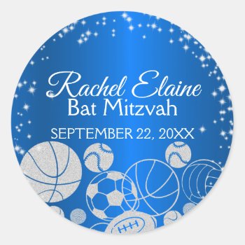 Sports Bat Mitzvah Classic Round Sticker by InBeTeen at Zazzle