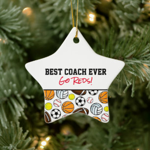 Sports Best COACH Ever Little League Star Fun Ceramic Ornament
