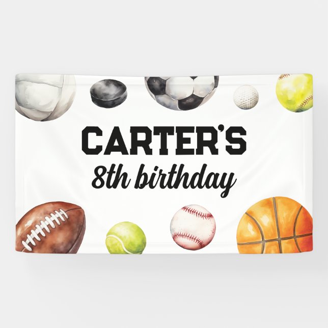 Sports Birthday Banner Backdrop (Horizontal)