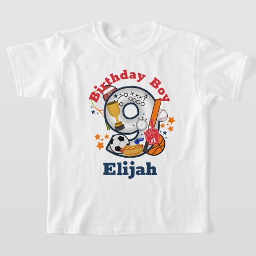 Sports Birthday Boy All Star Nineth Birthday T_Shirt