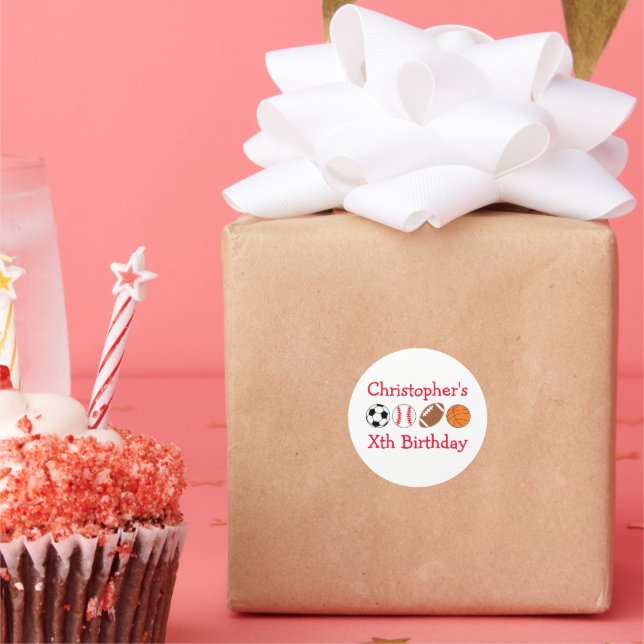 Sports Birthday Classic Round Sticker (Party)