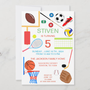 Sports Birthday Colorful Invitation