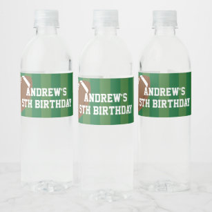 Sports Birthday Football Themed Water Bottle Label