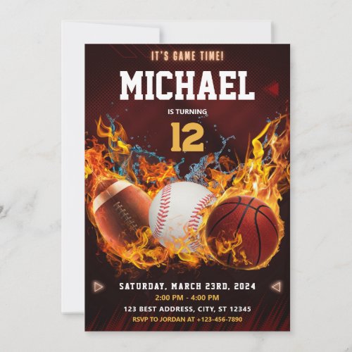 Sports Birthday Invitation Game Invite