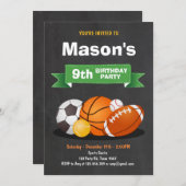 Sports birthday invitation Party boys All star (Front/Back)