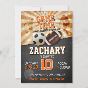 Sports birthday invitation Soccer Football