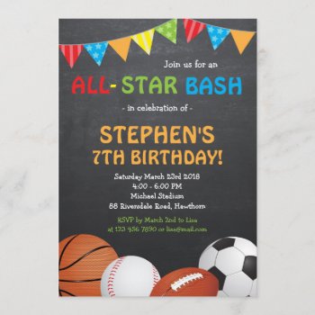 Sports Birthday Invitation / Sports Invitation by ApplePaperie at Zazzle