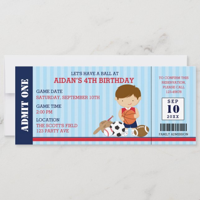 Sports Birthday Invitations (Boy Baby Shower) (Front)
