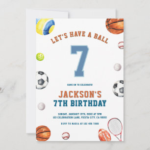 Sports Birthday Let’s Have a Ball Invitation