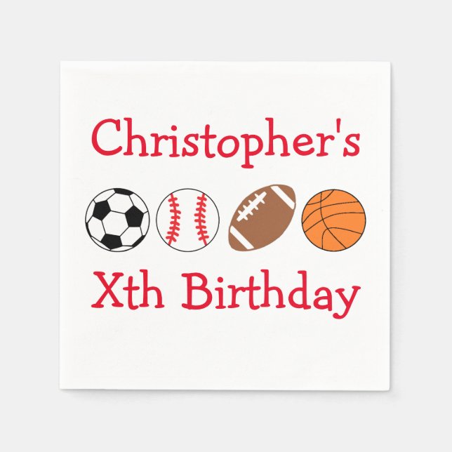 Sports Birthday Napkins (Front)