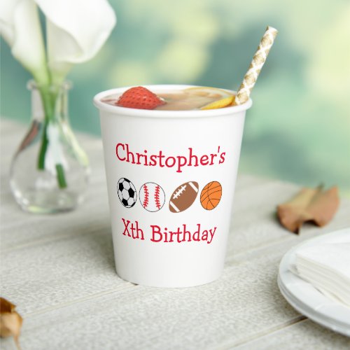 Sports Birthday Paper Cups