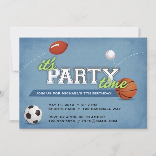 Sports Birthday Party Invitation