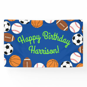 Sports Birthday Party Kids Cute Banner