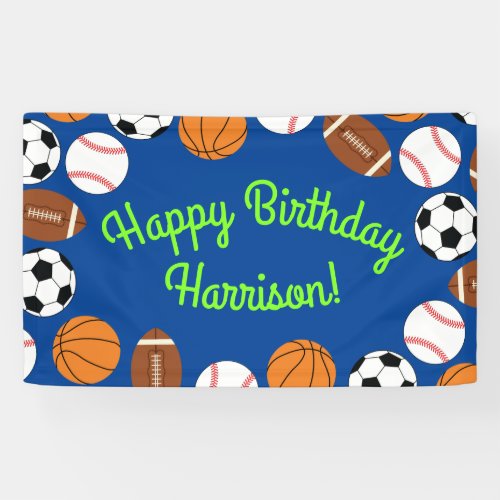Sports Birthday Party Kids Cute Banner