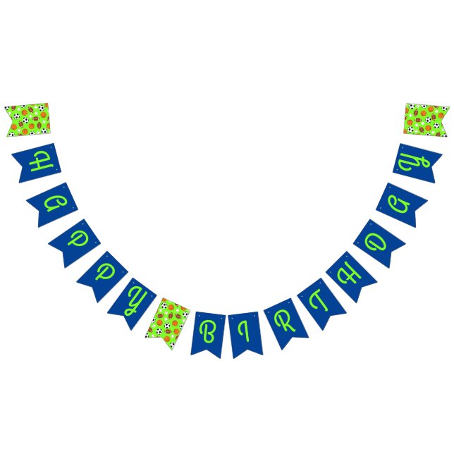 Sports Birthday Party Kids Cute Bunting Flags (All)