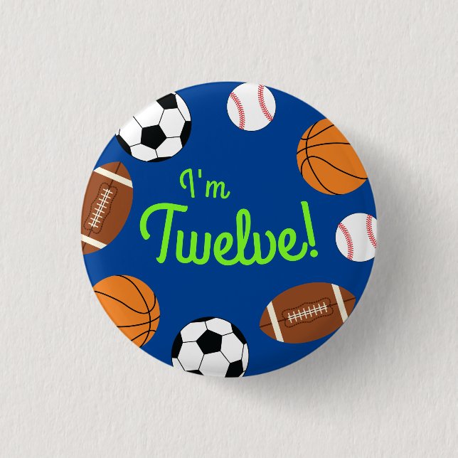 Sports Birthday Party Kids Cute Button (Front)