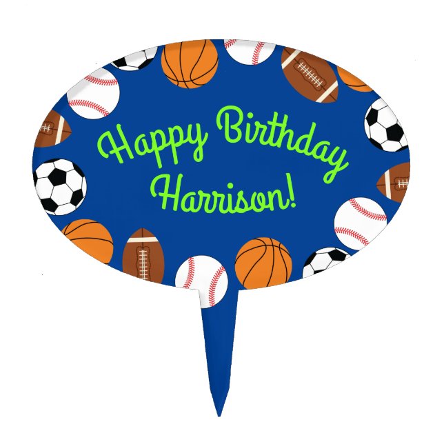 Sports Birthday Party Kids Cute Cake Topper (Front)