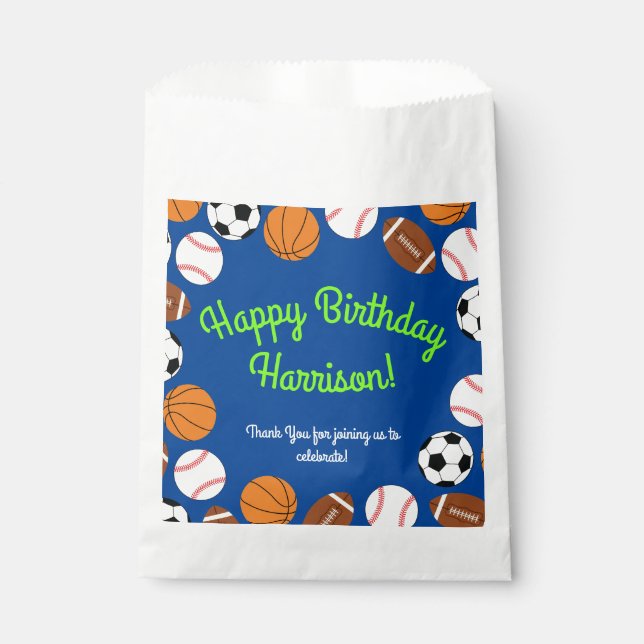 Sports Birthday Party Kids Cute Favor Bag (Front)