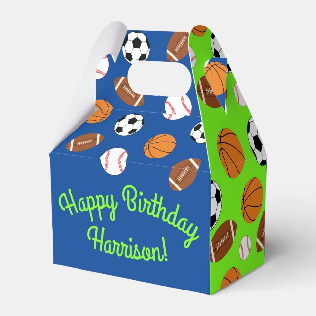 Sports Birthday Party Kids Cute Favor Boxes (Back Side)